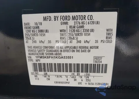 2019 Ford Explorer Limited z USA, uszkodzony, nr VIN 1FM5K8FH1KGA53551